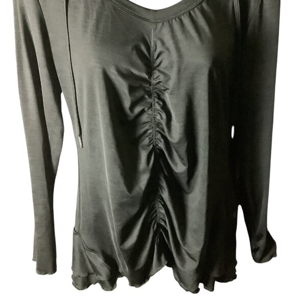 Calvin Klein Performance Quick Dry Womens Black Hooded Long Sleeve Ruched Top M - Picture 8 of 16